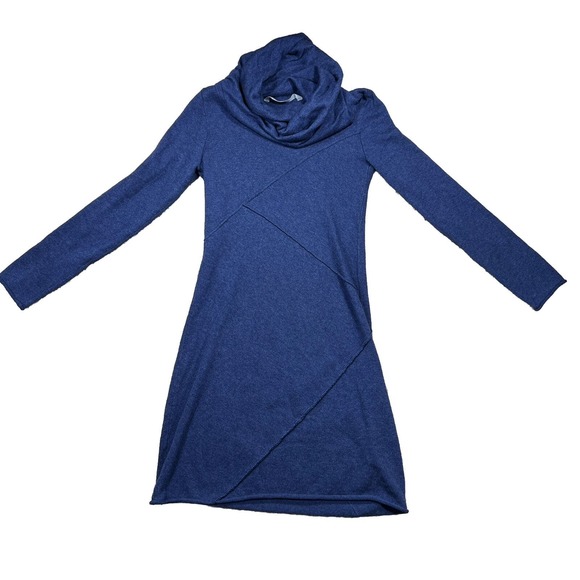 Athleta Camber Blue Cowl Neck Long Sleeve Sweater Dress Womens Sz Small #306024 - Picture 1 of 6